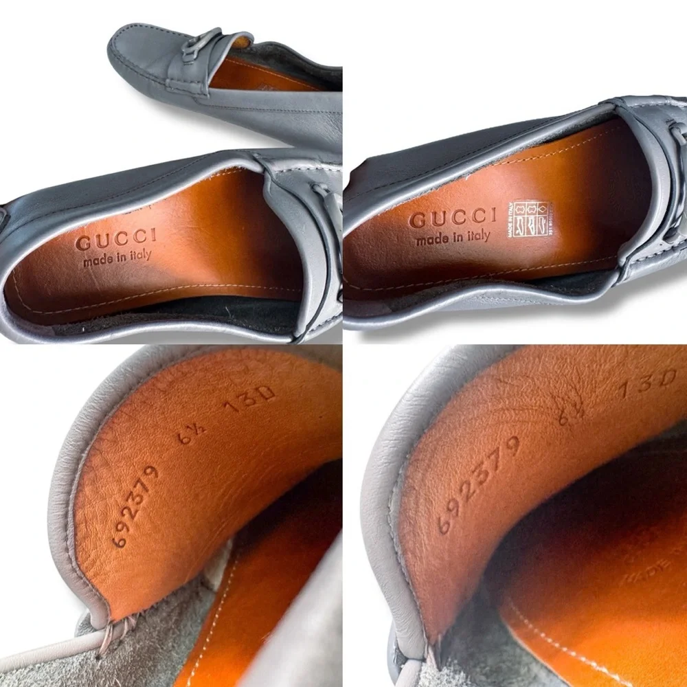 Gucci Grey Leather Interlocking G Drivers Loafers Men’s Size 6.5 / Women’s 8-8.5